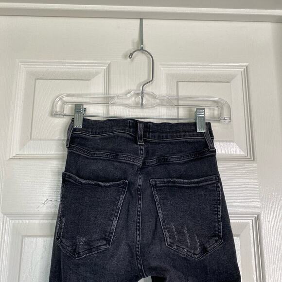 AGOLDE Sophie High Rise Skinny Crop Black Jeans Temple Distressed Hems Size 24 - Picture 8 of 10
